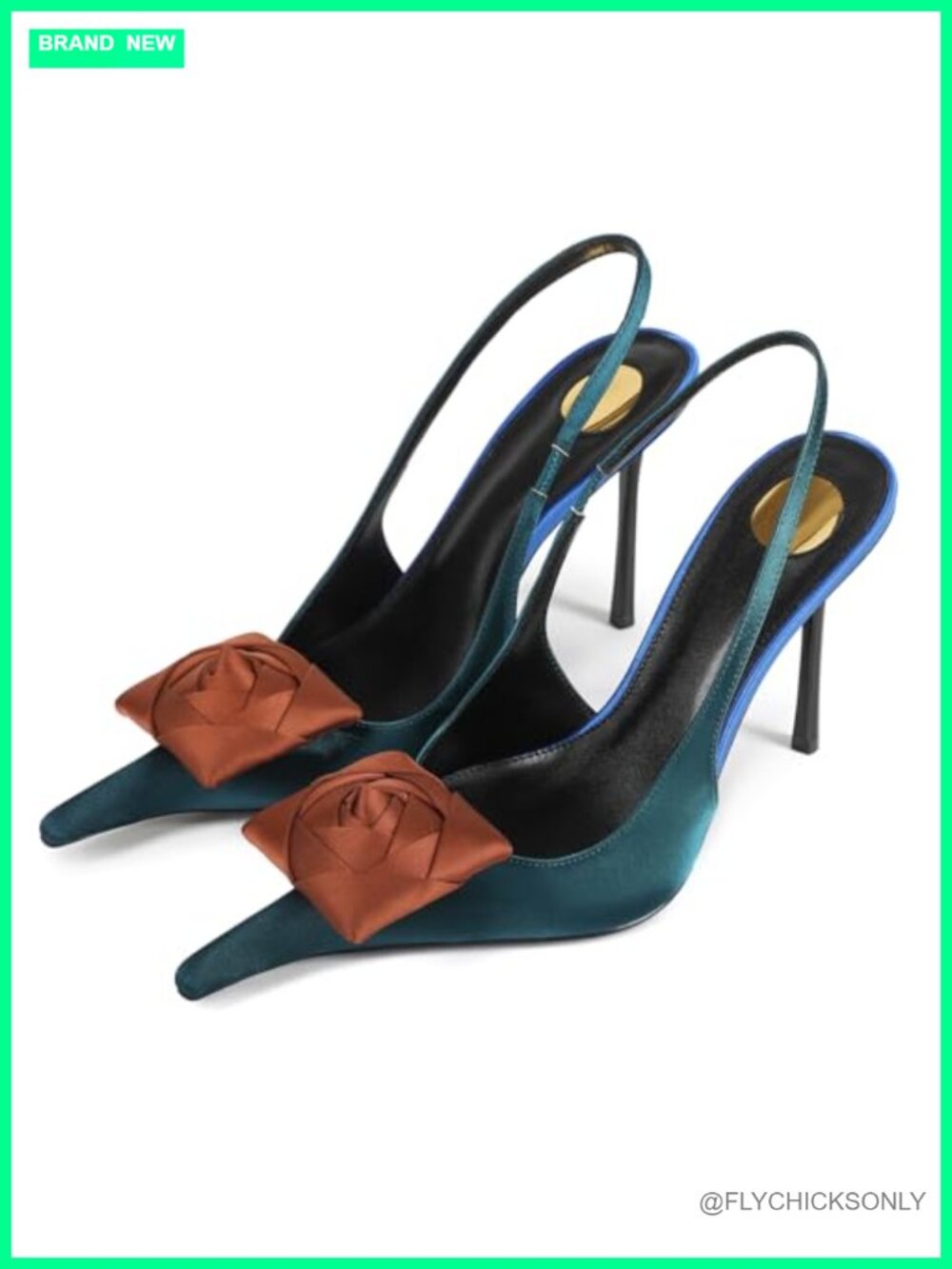 Patent Leather Stiletto Heel Pointed Toe Slingback Pumps Elastic Ankle Strap